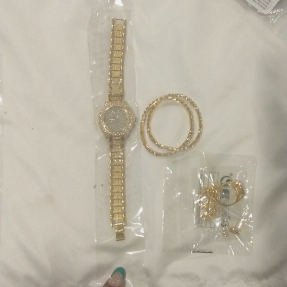 Watch, bracelet, earrings, necklace
